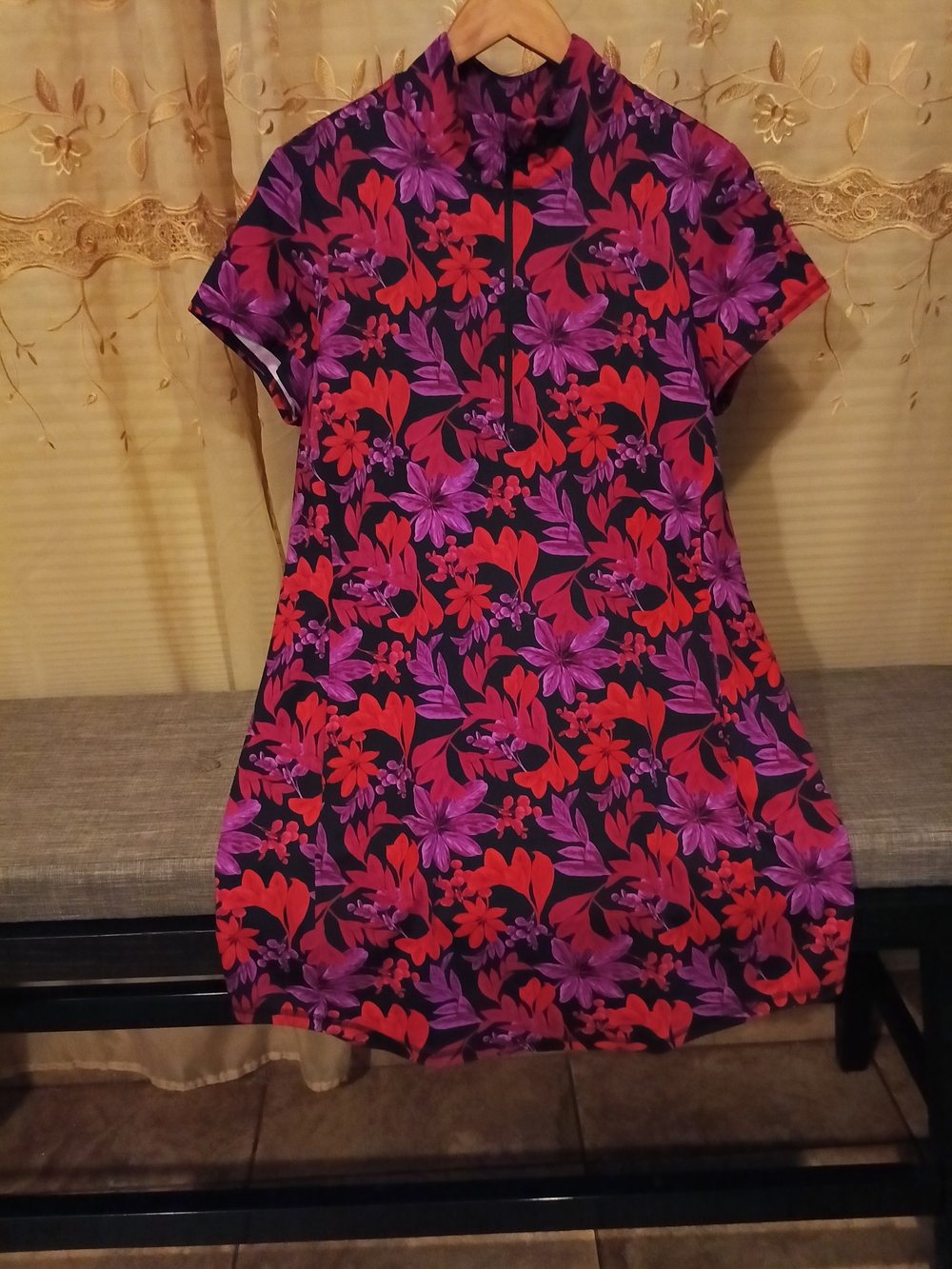 Tommy Bahama Red & Purple Floral Short Sleeve Dress